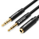 Кабель Vention Audio 3.5mm F 4pin - 2x3.5mm M 3pin 0.3 м, з підтримкою мікрофона, стерео (BBTBY)