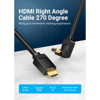 Кабель Vention HDMI 2.0, 4K 60Hz, Male to Male Adapter 270° Degree Правий, 1.5 м (AAQBG)