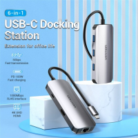 USB-хаб Vention OTG USB Hub USB-C to HDMI/USB 3.0x3/RJ45/PD, 0.15 m (TOHHB)