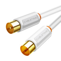 Кабель Cabletime Телевізіонний, 3m, Male to Female, 75OHM, Білий (CF33N)