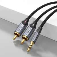 Кабель Vention AUX 3.5 mm M - 2xRCA M, 1.5 m, Черное (BCNBG)