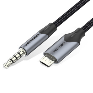 Кабель Vention Micro USB to 3.5mm TRRS Audio Cable 2M Черное Metal Type, 4 pin (BDGBH)