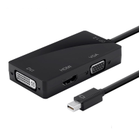 Конвертер mini Display Port (тато) на HDMI/VGA/DVI(мама) 30cm, Black, 4K/2K, Пакет