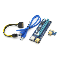 Riser PCI-EX, x1=>x16, 6-pin, SATA=>6Pin, USB 3.0 AM-AM 0,6 м (синий), конденсаторы 270, Пакет