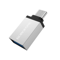 Переходник BOROFONE BV3 USB3.0(AF) OTG => Type-C(M), Silver, Blister