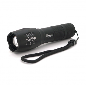 Ліхтар ручний Watton WT-023, 1LED Cree T6, 3W, 5 режимів, ZOOM, 18650/2800mah (перехідник 3*AAA), Black, IP44, СЗУ, 130х33х28мм, BOX