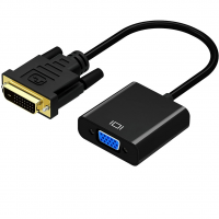 Конвертер DVI-D (24+1) (тато) на VGA (мама) 10cm, 4K/2K, Black, Пакет Q250