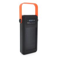 Power bank YM-635 30000mAh Solar, flashlight, Input:5V/2.1A(Micro-USB, Type-C, Lightning), Output:5V/2.1A(4xUSB), plastic, Black, BOX Код: 367060-09