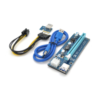 Riser PCI-EX, x1=>x16, 6-pin, SATA=>6Pin, USB 3.0 AM-AM 0,6 м (синій), конденсатори FP5K, Пакет Код: 329880-09