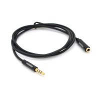Подовжувач VEGGIEG AFB-2 Audio DC3.5 тато-мама 2.0м, GOLD Stereo Jack, (круглий) Black cable, Пакет Q500