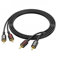 Кабель Borofone BL13 2RCA(папа)=>2хRCA (папа), CU, круглый, 1,5м, Black, Box