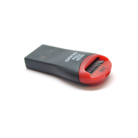 Кардридер внешний USB 2.0, формат MicroSD, пластик, Black/Red, (Техпакет)