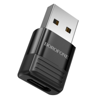 Переходник Borofone BV18 USB2.0(M) => Type-C(F), Black, Blister Код: 421511-09