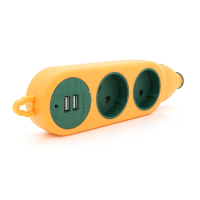 Колодка для удлинителя 2 гнезда+2USB без заземления 16A 220V, Orange, Q100