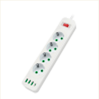 Сетевой фильтр F24, 4 розетки EU, кнопка включения с индикатором, 2 м, 3х0,75мм, 2500W, White, Box