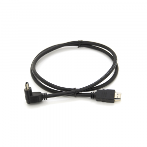 Кабель Merlion HDMI-HDMI 1.0m, v1.4, OD-7.5mm, круглый Black, коннектор Black 90° угловой