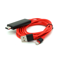 Конвертер MHL Lighting (папа) + USB (папа) => HDMI(папа) 1.8м, Red, 4K/2K, BOX