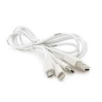 Кабель KSC-078 BAITONG charging data cable 3 in 1 Micro / Iphone / Type-C, длина 1м, White, BOX