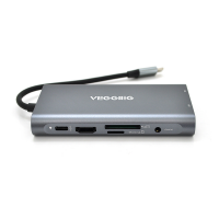 Хаб-конвертор VEGGIEG TC10-U Type-C (папа) на Type-C(мама) + USB3.0*3(мама) + HDMI(мама) + VGA(мама) + SD/TF + RJ45, 10 см, Silver, Box
