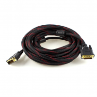 Кабель Merlion Dvi-Dvi 3.0m, 2 ферита, оплетка, Black/Red, 24/24pin, (Пакет) Q100