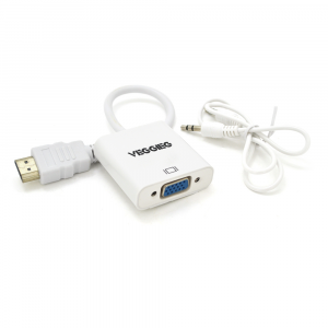 Конвертер VEGGIEG H-V2W HDMI (папа) на VGA(мама) + Audio, 25cm, White, Пакет