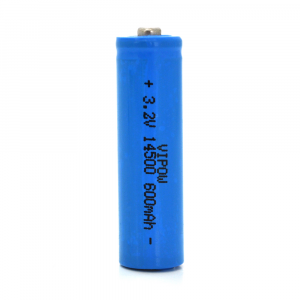 Литий-железо-фосфатный аккумулятор 14500 Lifepo4 Vipow IFR14500 TipTop, 600mAh, 3.2V, Blue Q50/500