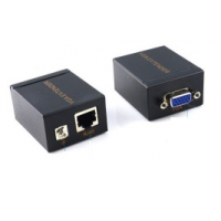 Пассивный удлинитель VGA сигналу до 60m по витой паре Cat5e/6e, Black, BOX