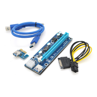 Riser PCI-EX, x1=>x16, 6-pin, SATA=>6Pin, USB 3.0 AM-AM 0,6 м (синій), конденсатори 270, Пакет