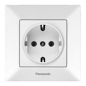 Розетка Panasonic Arkedia Slim с заземлением, белая Код: 353492-09