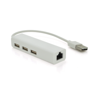 Контроллер USB 2.0 to Ethernet VEGGIEG - Сетевой адаптер 100/1000Mbps с проводом, RTL-8152B+FE2.2S + 3 порта USB2.0, White, Metal, Blister-Box