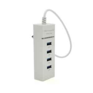 Хаб USB 3.0 UH-303, 4 порта, поддержка до 1TB, White, Blister