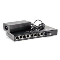 Коммутатор POE со встроеным SFP (B) 48V-57V, 8 портов PoE + 1 порт Ethernet FX 155 Мбит/с (UP-Link) SC/FC/ST 1550nm, 802.3af, Black, БП в комплекте