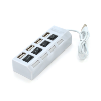 Хаб USB 2.0 4 порта с переключателями на каждый порт, White, 480Mbts High Speed, поддержка до 0,5ТВ, питание от USB, Blister Q100