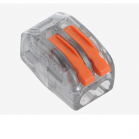 Клемма с нажимными зажимами 2-проводная WAGO K222-412T для распределительных коробок, 2-pin, прозрачно-оранжевая