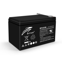 Аккумуляторная батарея AGM RITAR RT12120B, Black Case, 12V 12.0Ah (151х98х 95 (101) ), 3.3 kg Q4