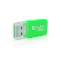 Кардридер универсальный MERLION CRD-1GR TF/Micro SD, USB2.0, Green, OEM Q1500