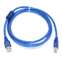 Кабель USB 2.0 RITAR AM/BM, 3.0m, 1 феррит, прозрачный синий