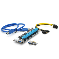 Riser PCI-EX, x1=>x16, 6-pin, SATA=>6Pin, USB 3.0 AM-AM 0,6 м (черный), конденсаторы CS 330 16V, Пакет