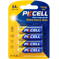Батарейка солевая PKCELL 1.5V AA/R6, 4 штуки в блистере цена за блистер, Q12/144 Код: 412603-09
