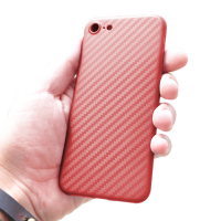 Ультратонкая пластиковая накладка Carbon iPhone 6 Plus/ 6s Plus red Код: 366953-09