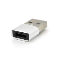 Переходник HOCO USB2.0(M) => Type-C(F), Silver, Пакет