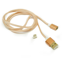Магнітний кабель USB 2.0/Micro, 1m, 2А, індикатор заряду, тканинне обплетення, знімач, Gold, Blister ( під наконечник 8751 )