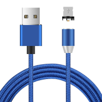 Магнітний кабель Ninja USB 2.0/Lighting, 1m, 2А, індикатор заряду, тканинне обплетення, броньований, знімач, Blue, Blister-Box