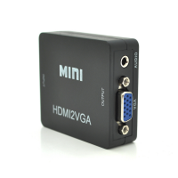 Конвертер Mini, HDMI to VGA, ВХОД HDMI(мама) на ВЫХОД VGA(мама), 720P/1080P, Black, BOX