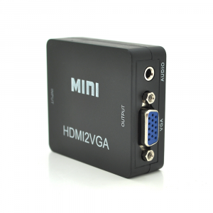 Конвертер Mini, HDMI to VGA, ВХОД HDMI(мама) на ВЫХОД VGA(мама), 720P/1080P, Black, BOX Код: 353683-09