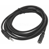 Удлинитель Audio DC3.5 папа-мама 0.5м, ССА Stereo Jack, (круглый) Black cable, Пакет