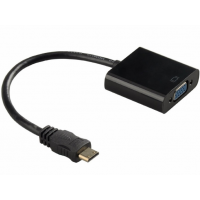 Конвертер mini HDMI (папа) на VGA(мама) 30cm, Black,4K/2K, Пакет