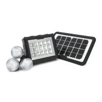 Переносний ліхтар GD-106+ Solar, 1+1 режим, вбудований аккум-Powerbank 10000mAh, 2USB, 3 лампочки 3W, USB вихід, Black, Box