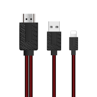 Конвертер MHL Lighting (папа) + USB (папа) => HDMI(папа) 1.8м, Black/Red, 4K/2K, BOX
