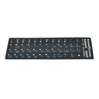 Наклейки на матовой черной клавиатуре с синими буквами Рус.Англ.